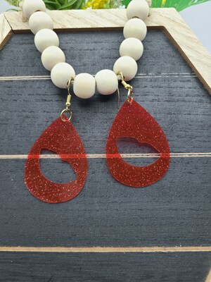 Jelly Earrings, Waterproof, Heart Shapes, Valentine Earrings, Lightweight, Red Hearts, Red Teardrops, Hearts and Kisses, Love, Unique - image6
